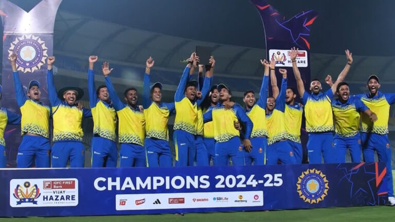 Vijay Hazare Trophy winners celebrating victory